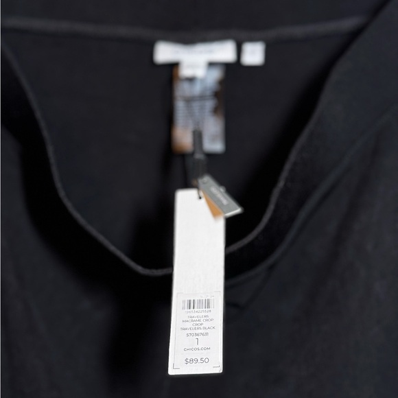 Chico's Travelers Macrame Crop Pants
Women Size M Black Pull On Wide
Leg - Picture 4 of 8